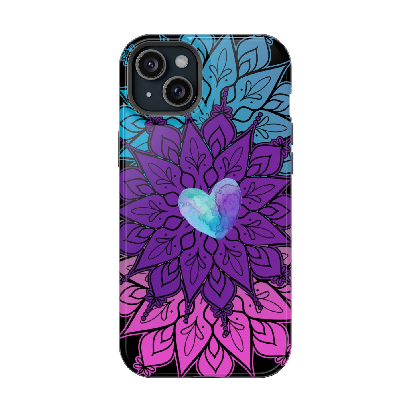 Colorful Mandala w/Heart MagSafe® Compatible Tough Case for iPhone