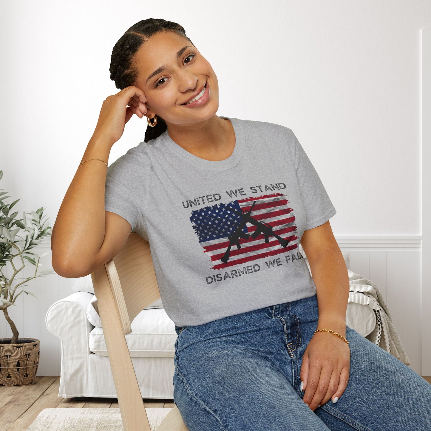 United We Stand Disarmed We Fall Adult T-shirt