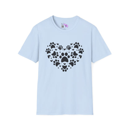 Paw Print Heart Adult T-shirt