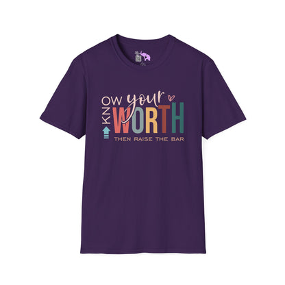 Know Your Worth Then Raise The Bar Adult T-shirt
