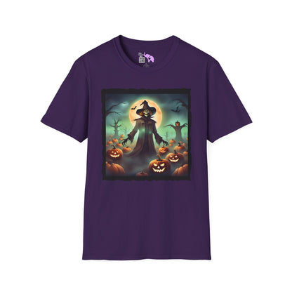 Halloween Scarecrow w/Pumpkins 4 Adult T-shirt