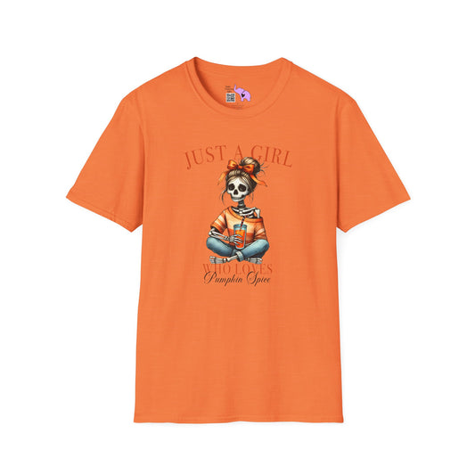 Just A Girl Who Loves Pumpkin Spice Skeleton Adult T-shirt