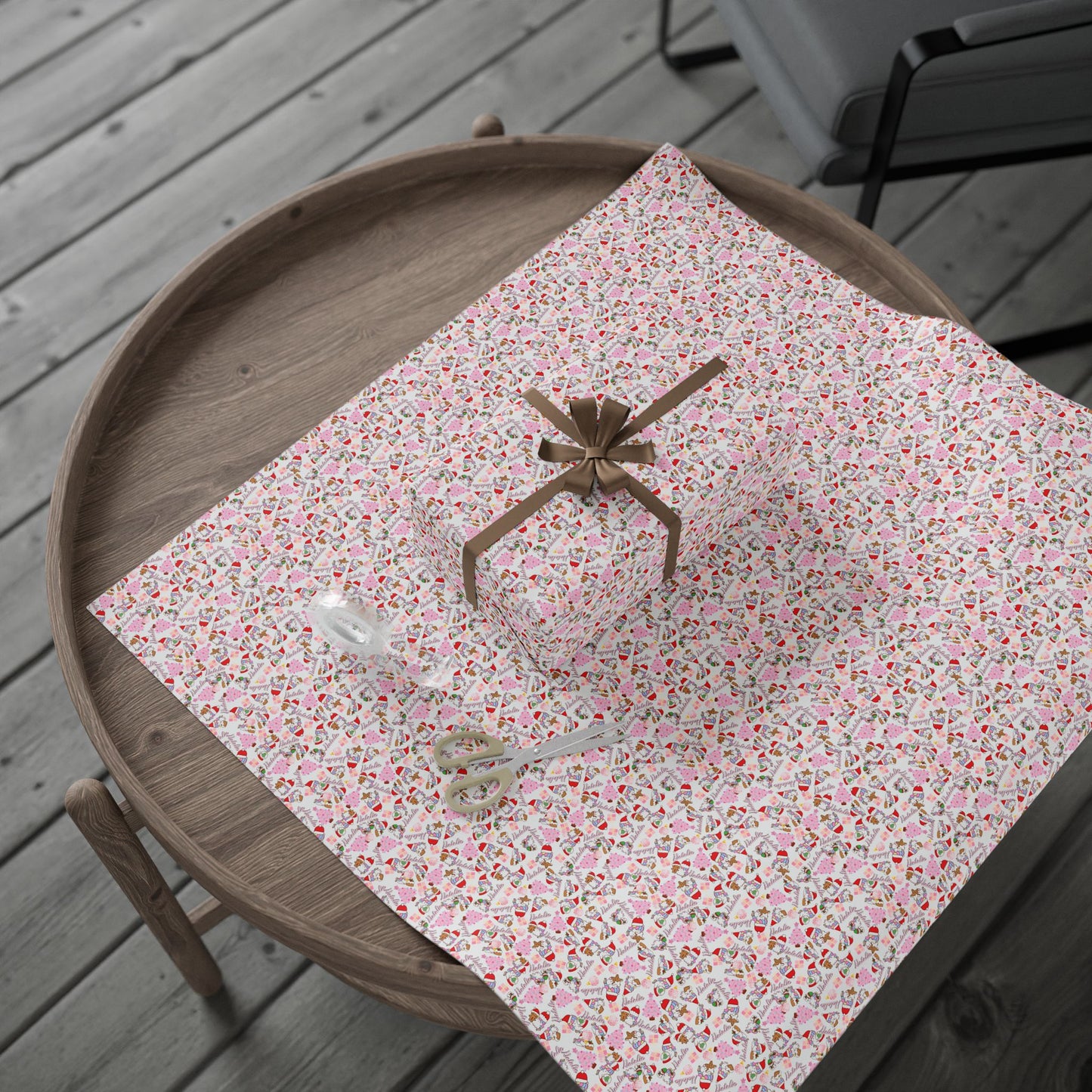 Christmas Unicorn 2 Custom Name Wrapping Paper (Natalie)