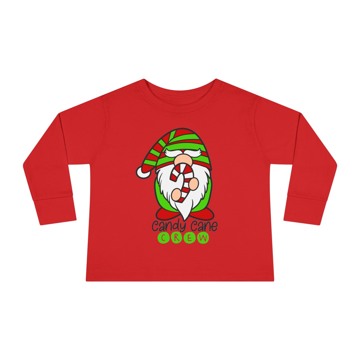 Candy Cane Crew Gnome Toddler Long Sleeve Tee