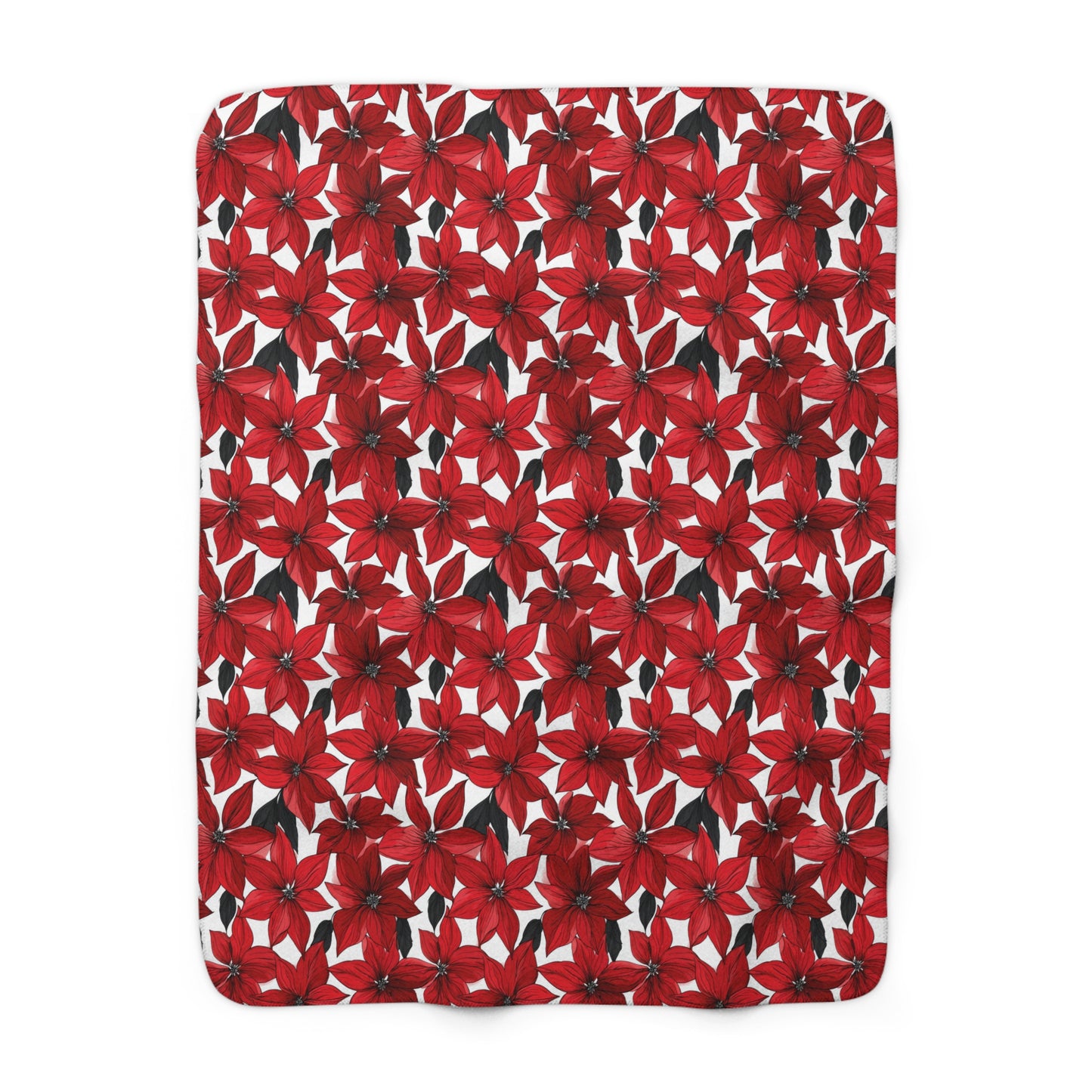 Inked Poinsettias Fleece Blanket