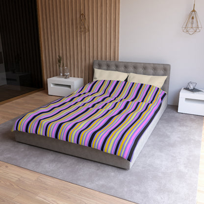 Midnight Pop Stripes Microfiber Duvet Cover