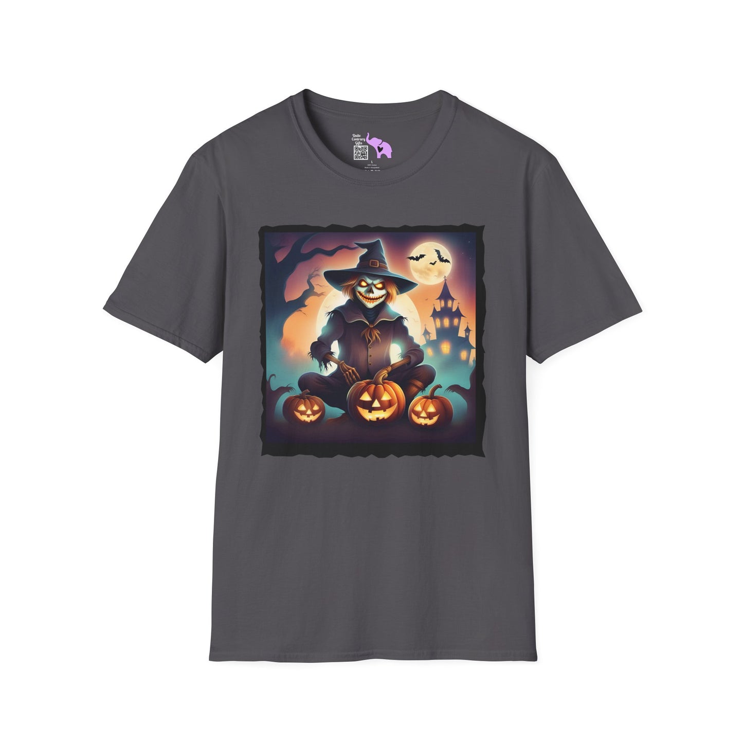 Halloween Scarecrow w/Pumpkins Adult T-shirt