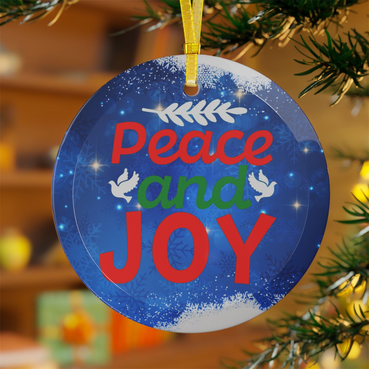 Peace & Joy Glass Ornament