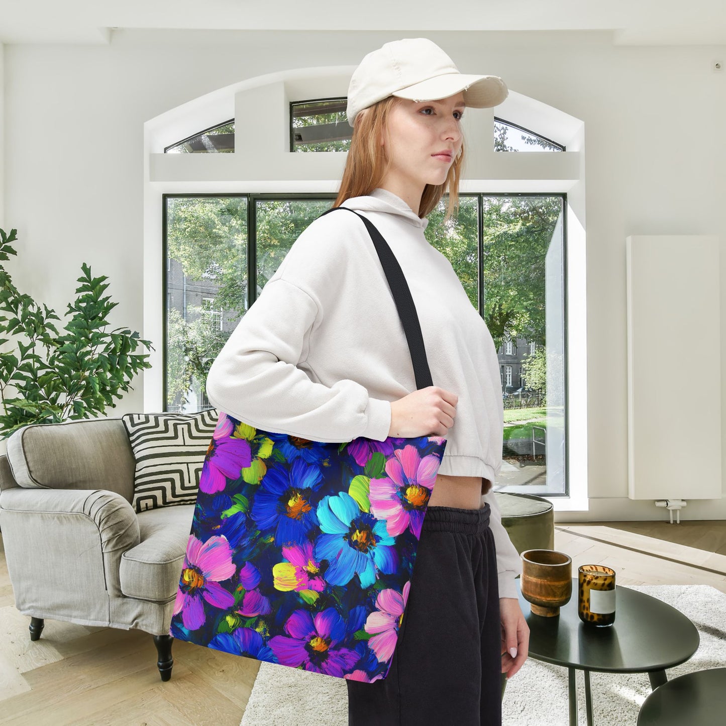 Watercolor Daisies Canvas Tote Bag