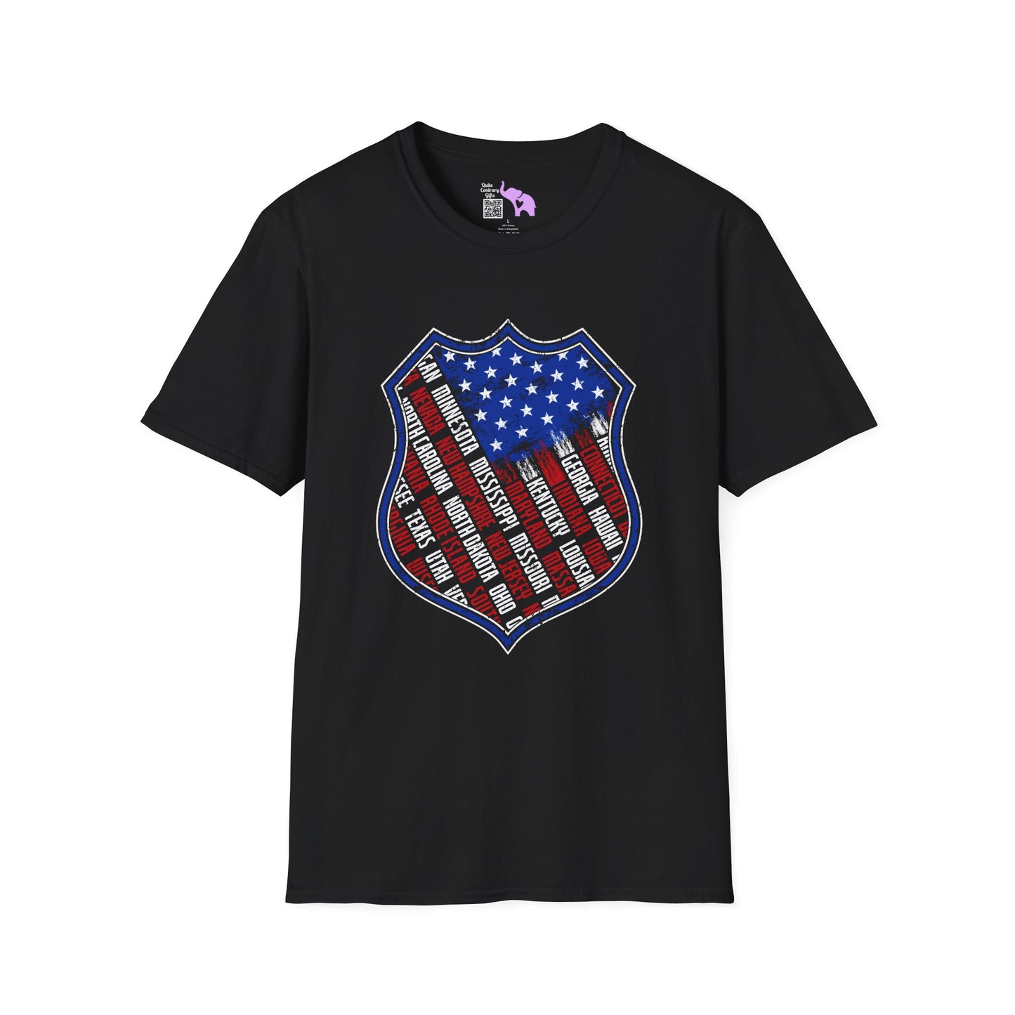 Badge-Shaped American Flag w/States Adult T-Shirt