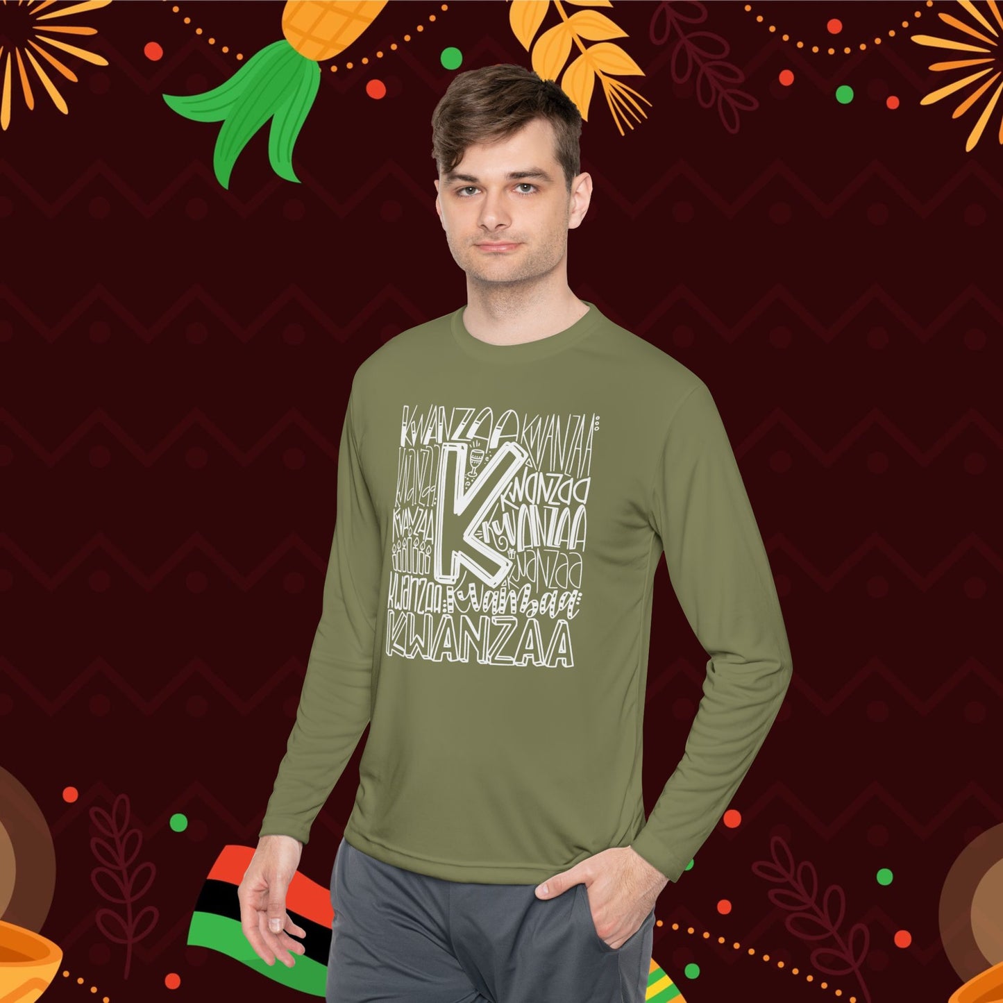 Kwanzaa Wordcloud Adult Long Sleeve Tee