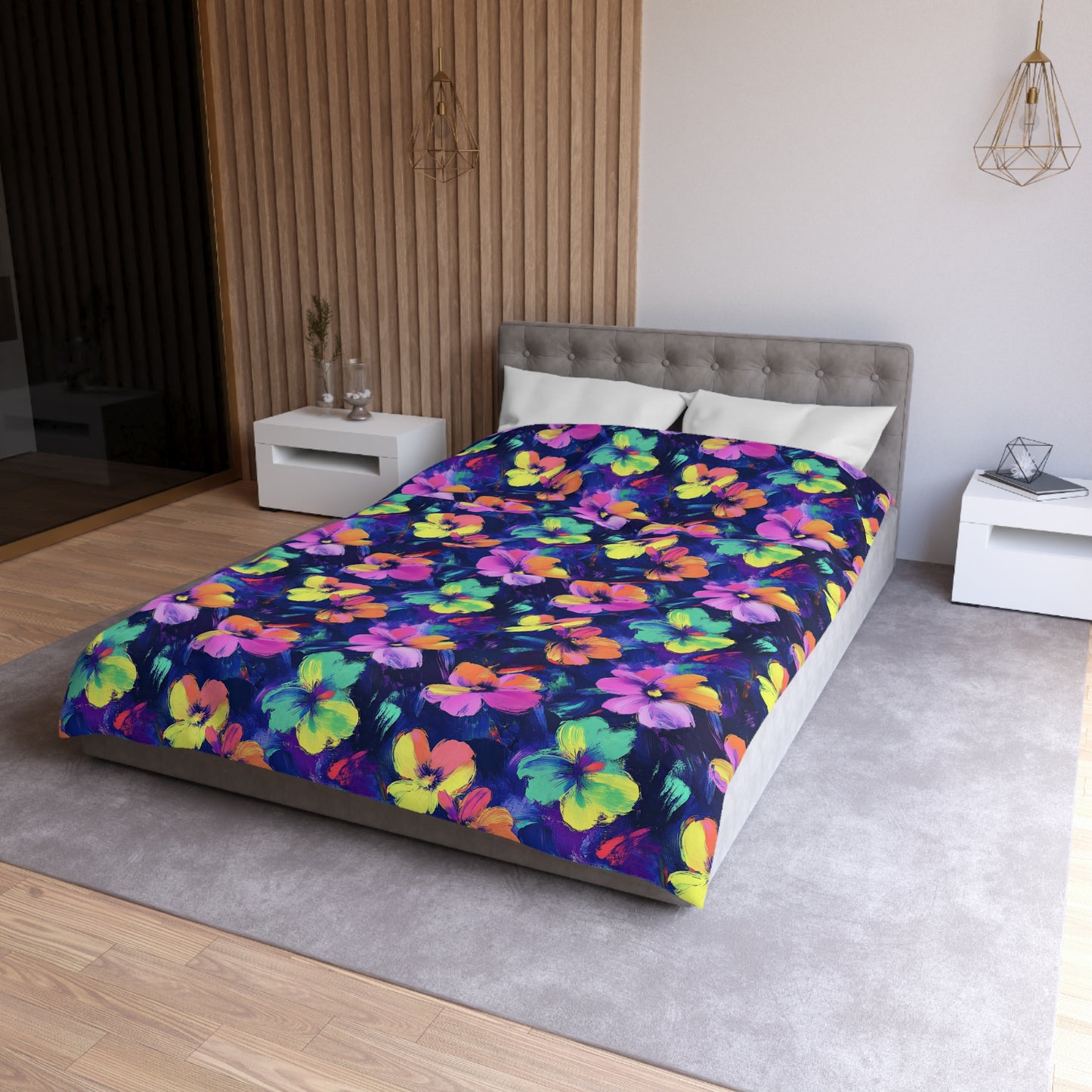 Watercolor Flowers Microfiber Duvet Cover