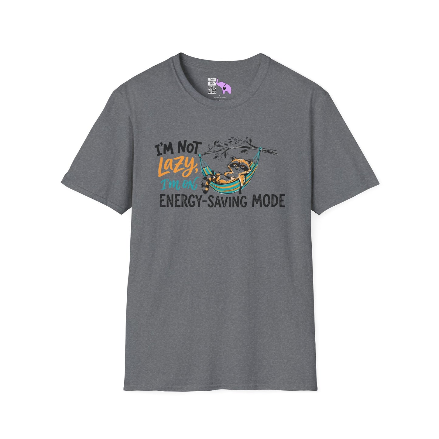 ""I'm Not Lazy, I'm On Energy Saving Mode (Racoon in Hammock) Adult T-shirt