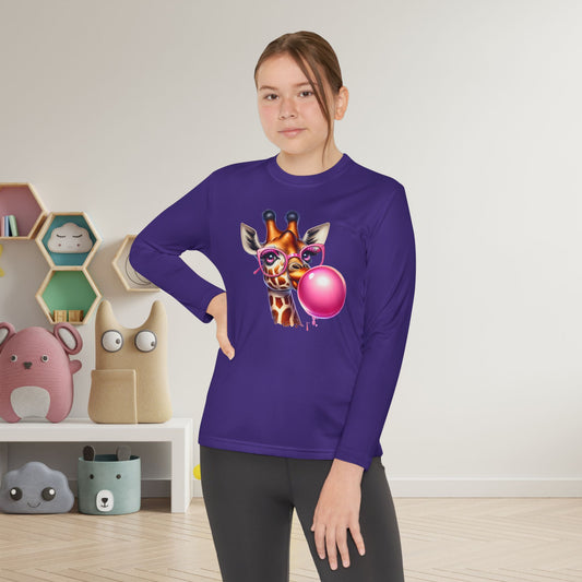 Girraffe Blowing Bubble Youth Long Sleeve Tee