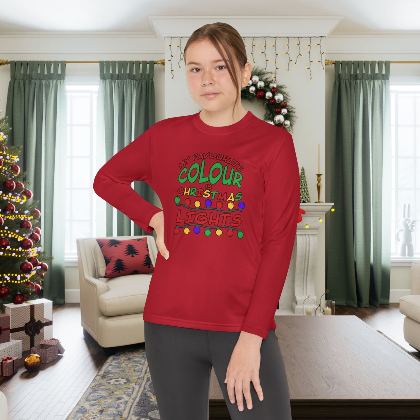 My Favourite Colour Is Christmas Lights Youth Long Sleeve Tee