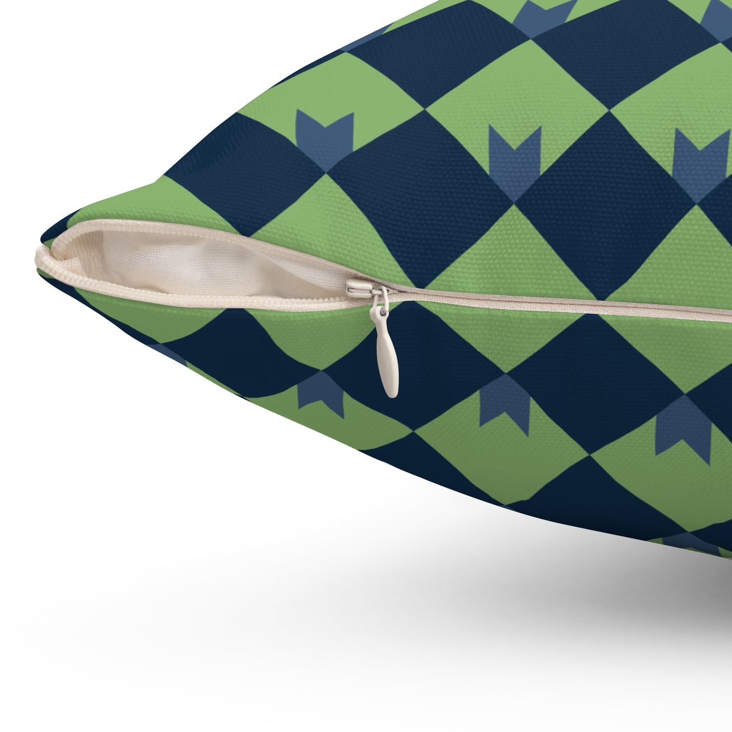 Diamond Bloom-Sage & Navy Throw Pillow