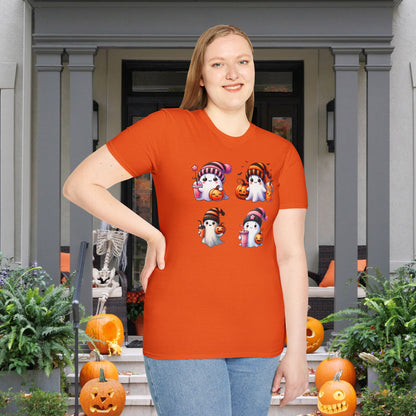Cute Ghosts w/Pumpkins Adult T-shirt