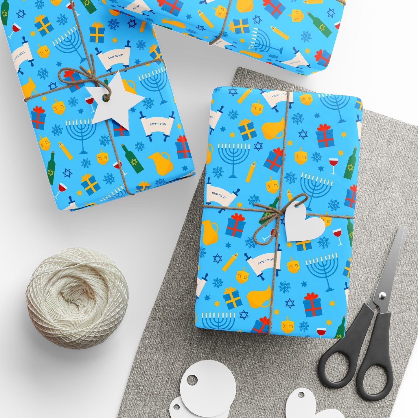 Illuminated Symbols Hanukkah Wrapping Paper