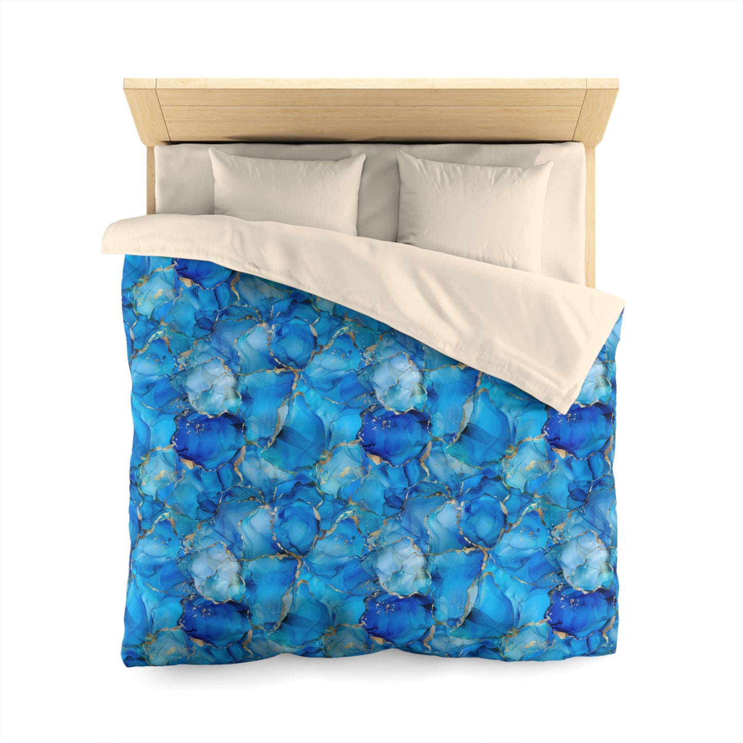 Turquoise Marble Print Microfiber Duvet Cover