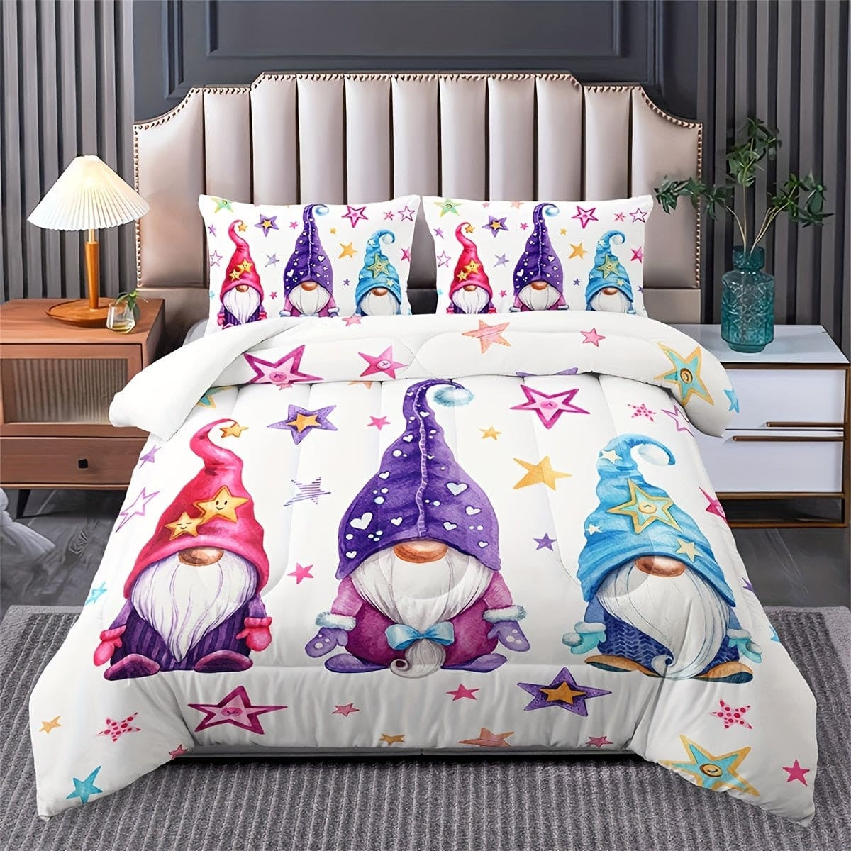 Mushroom Gnome Bedding Three-piece Set