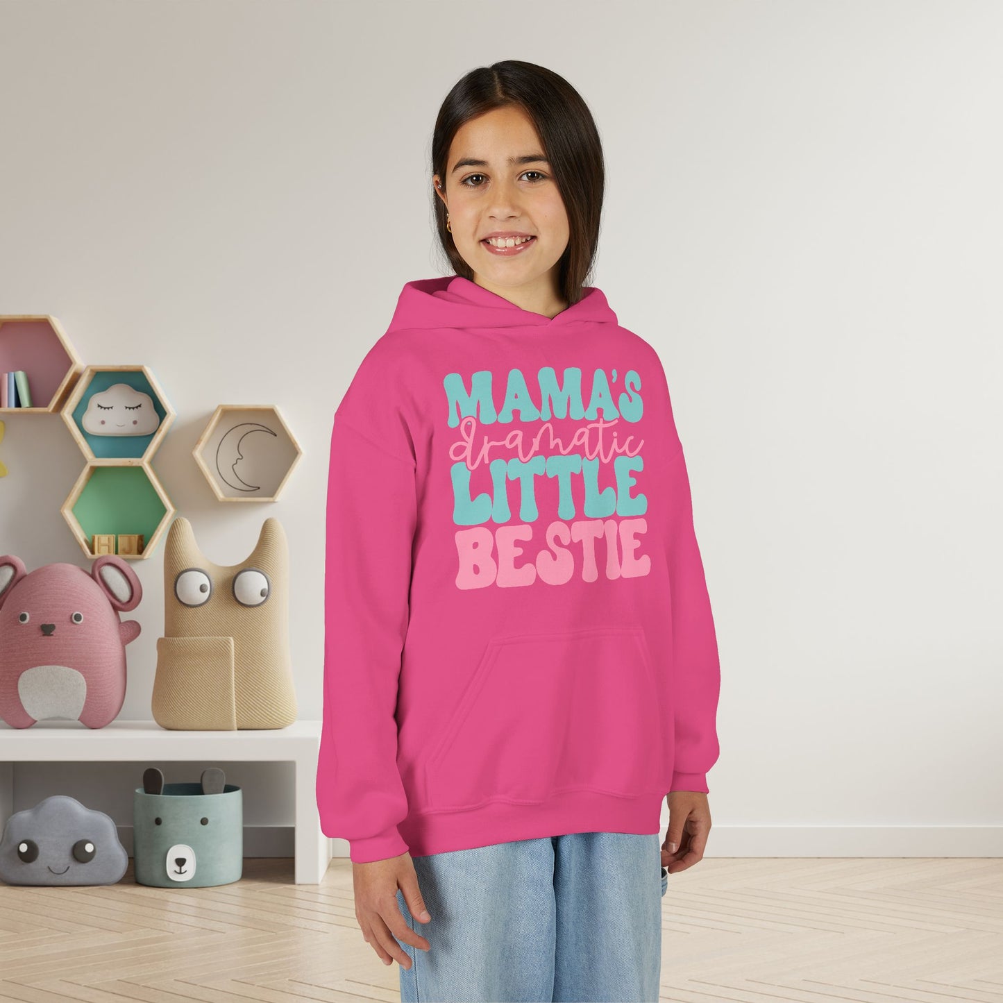 Mama's Dramatic Little Bestie Youth Heavy Blend Hoodie