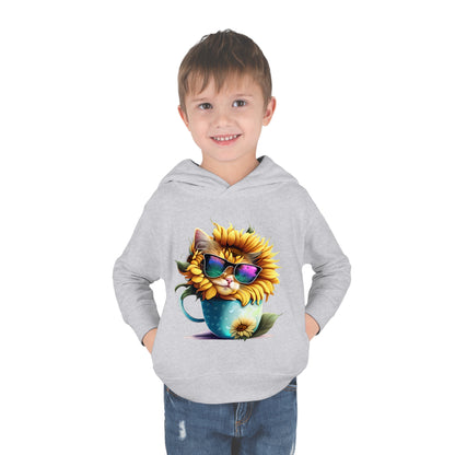 Cool Sunflower Kitten 1 Toddler Pullover Fleece Hoodie