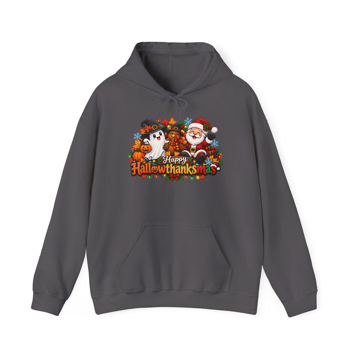Happy Hallowthanksmas Shirt (Ghost/Turkey/Santa) Heavy Blend™ Adult Hoodie