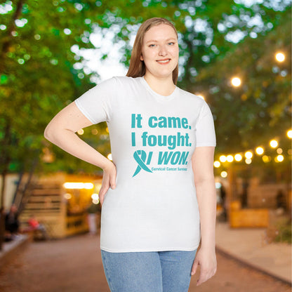 It Came I Fought I Won Cervical Cancer Survivor Adult T-shirt