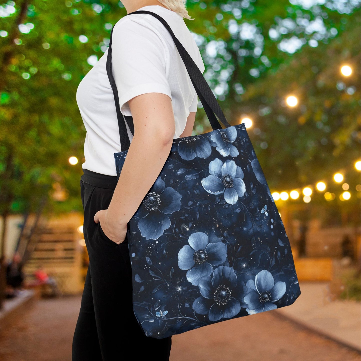 Midnight Blossoms Canvas Tote Bag