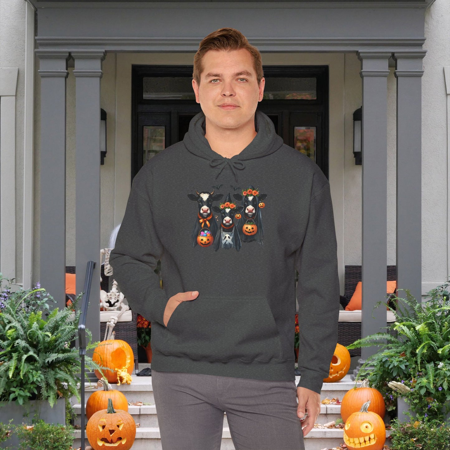 Trick or Treating Cows Heavy Blend™ Hooded Sweatshirt