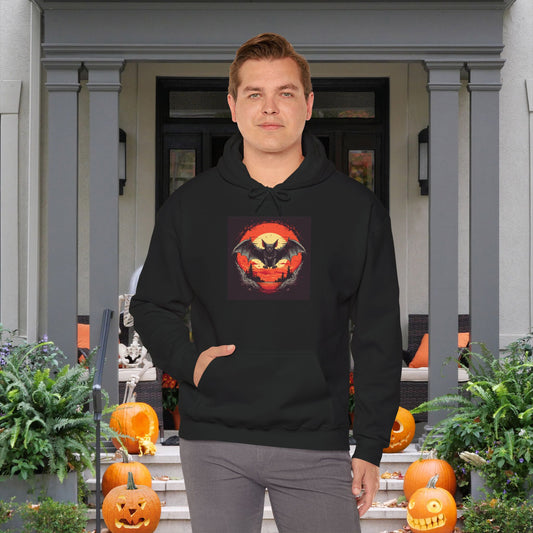 Creepy Bats Over Moon 15 Heavy Blend™ Hooded Sweatshirt