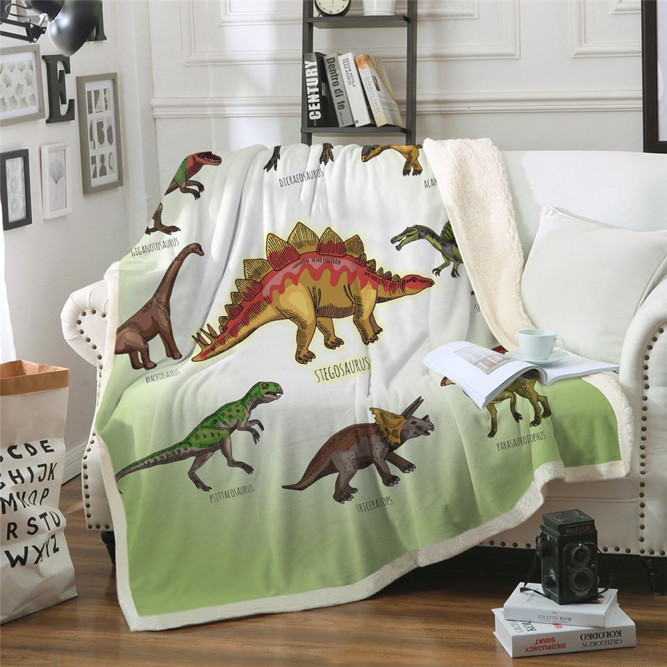 Fluffy Dinosaur Cotton Lap Blanket