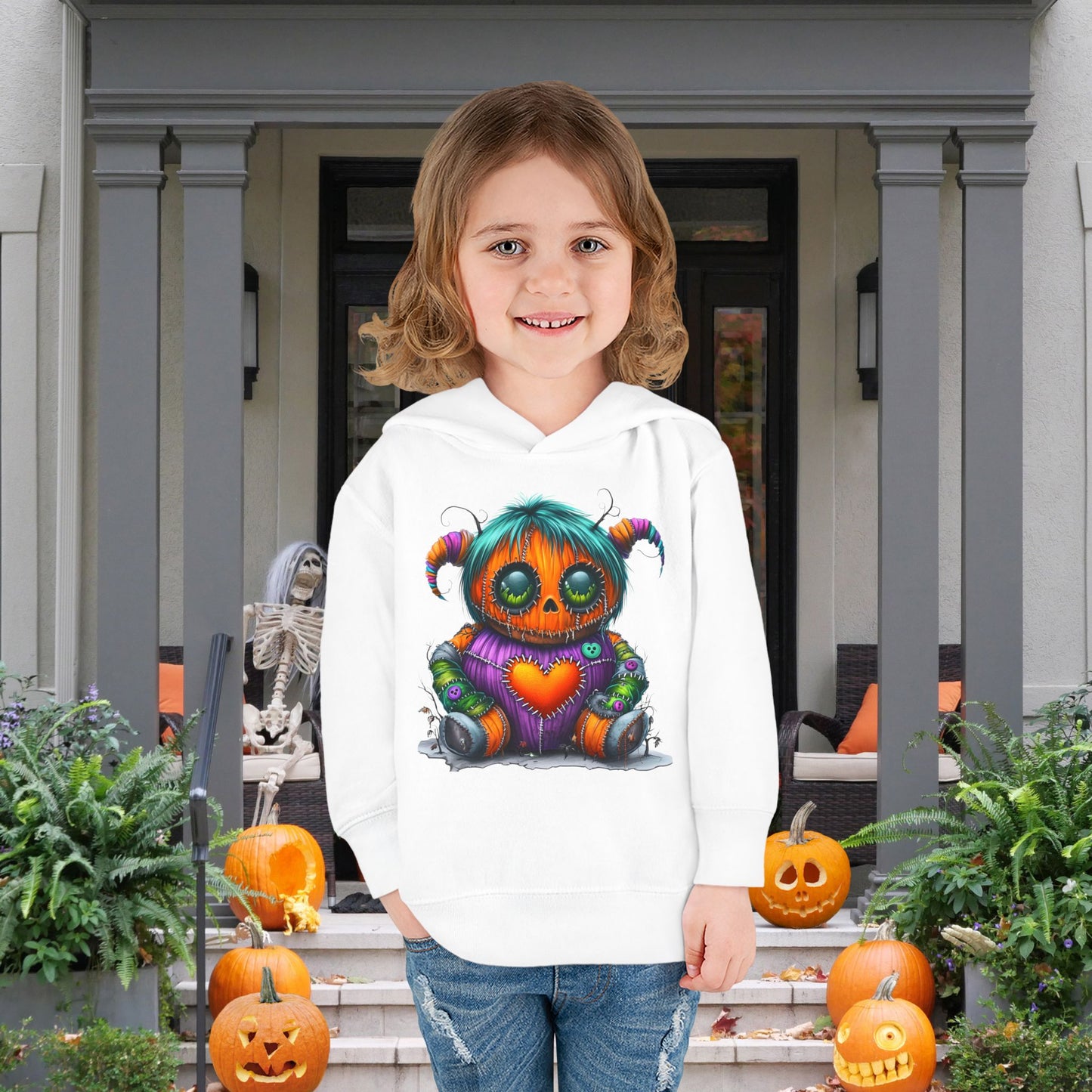 Patchwork Pumpkin Heart Toddler Hoodie
