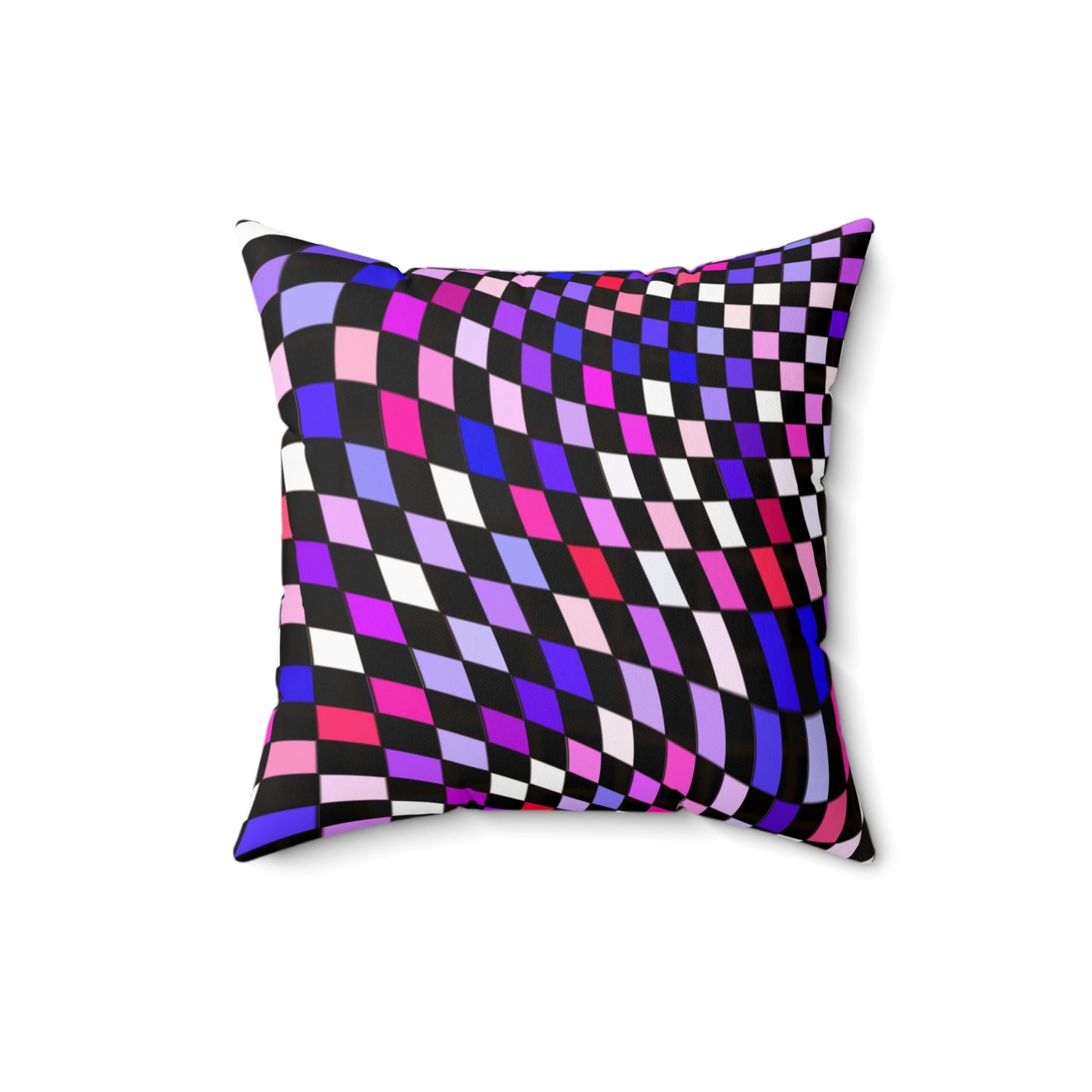 Warped Purple Checkered Throw Pillow
