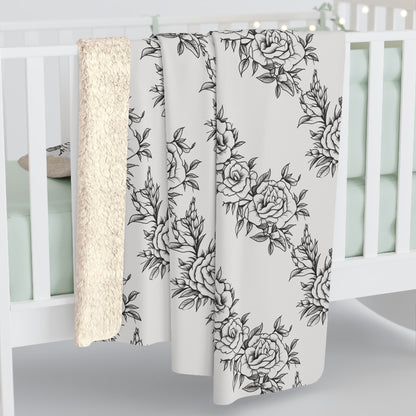 Midnight Rose Sketch Fleece Blanket