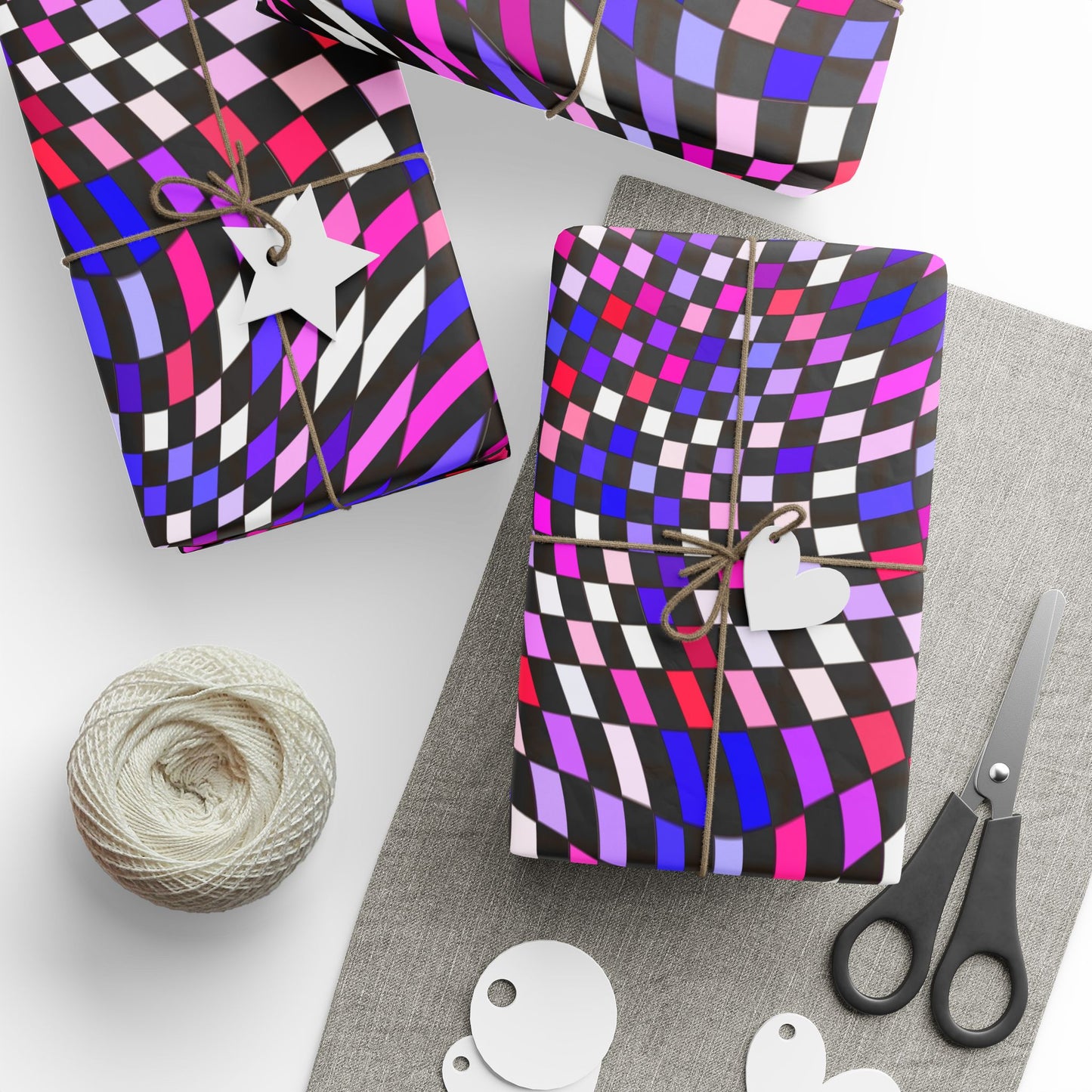 Warped Purple Checkered Wrapping Paper
