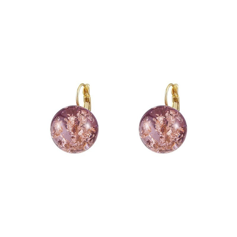 Purple & Gold Ball Earrings