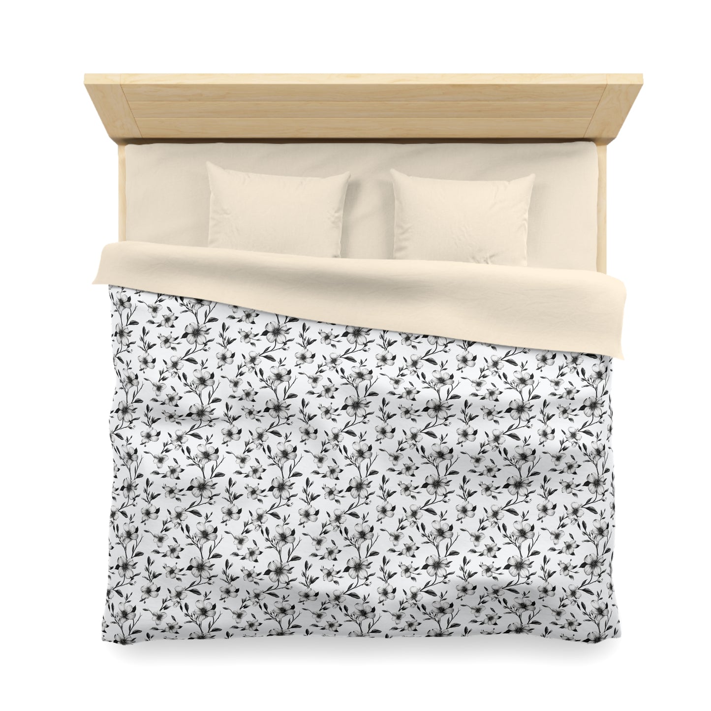 Black & White Five Petal Floral Duvet Bedding Set