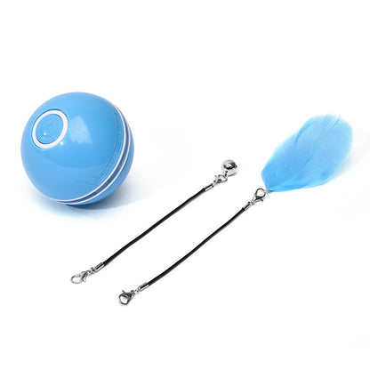 Interactive LED Cat Toy Ball – USB Rechargeable Automatic Rolling Toy with Feather & Catnip