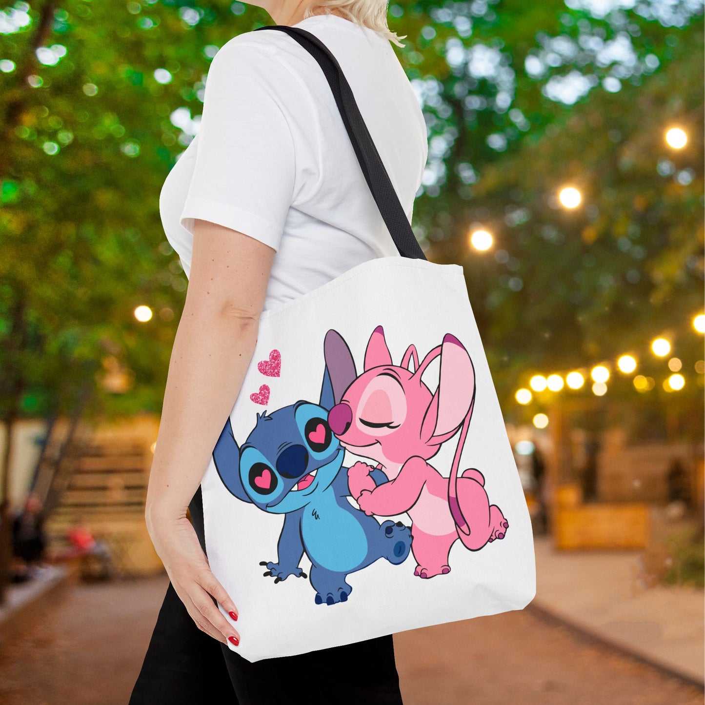 Valentines Stitch Kiss Tote Bag