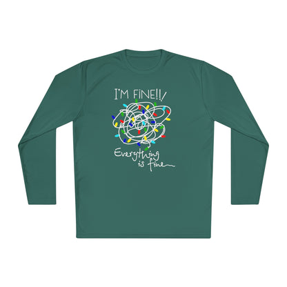 I'm Fine Everything Is Fine (Christmas Lights) Adult Long Sleeve Tee