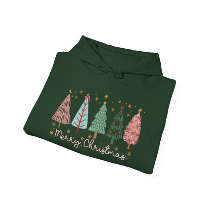 Merry Christmas Trees & Stars Adult Heavy Blend™ Hoodie