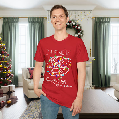 I'm Fine Everything Is Fine (String Lights) Adult T-shirt