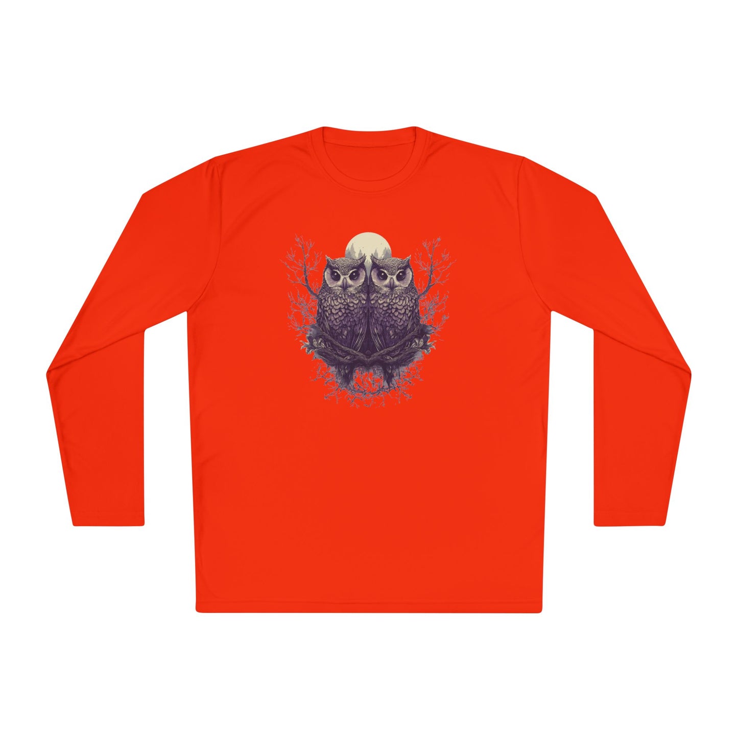 Owls with Full Moon Adult Long Sleeve Tee