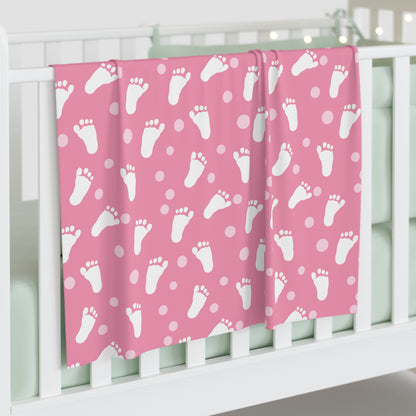 Baby Steps in Pink Swaddle Blanket