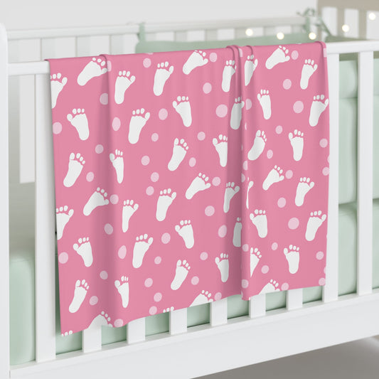 Baby Steps in Pink Swaddle Blanket