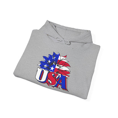 USA Red White & Blue Sunflower Heavy Blend™ Hooded Sweatshirt