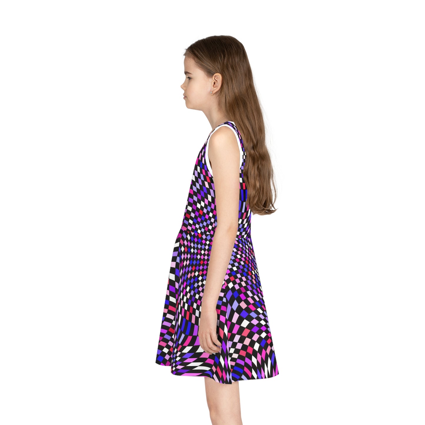 Warped Purple Checkered Girls Sundress