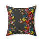 Hummingbirds & Hibiscus Flowers Throw Pillow