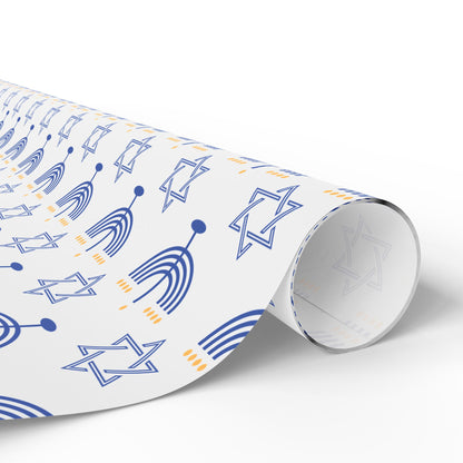 Menorah/Star of David Hanukkah Wrapping Paper